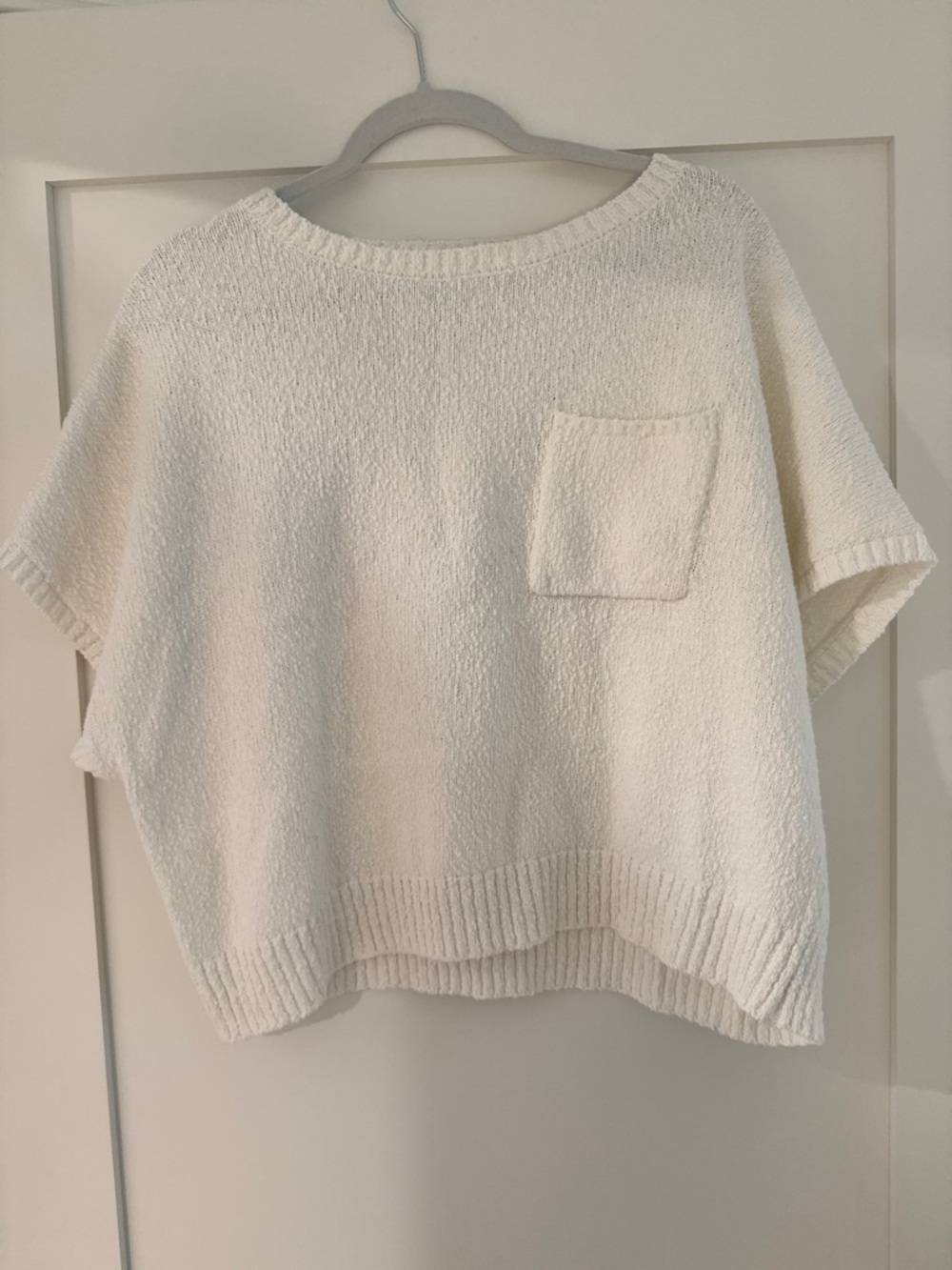 sundays Cream Textured Knit Boxy Top